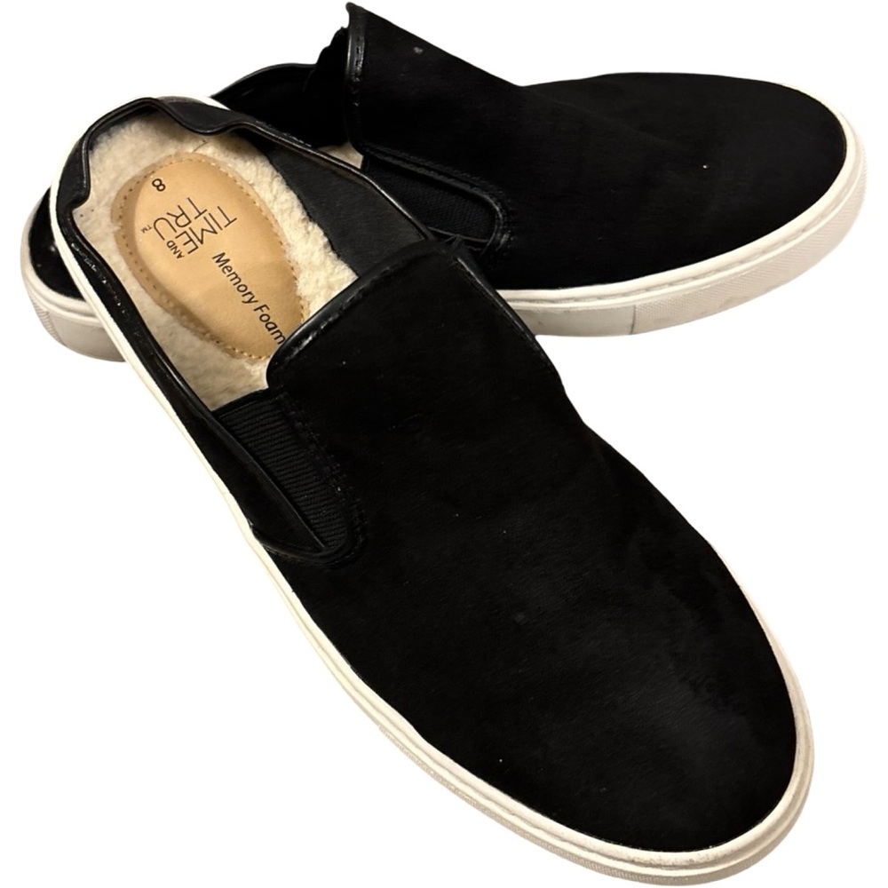 Time and Tru Cozy Comfy Women’s Black Slip-On Casual Sneakers Size 8